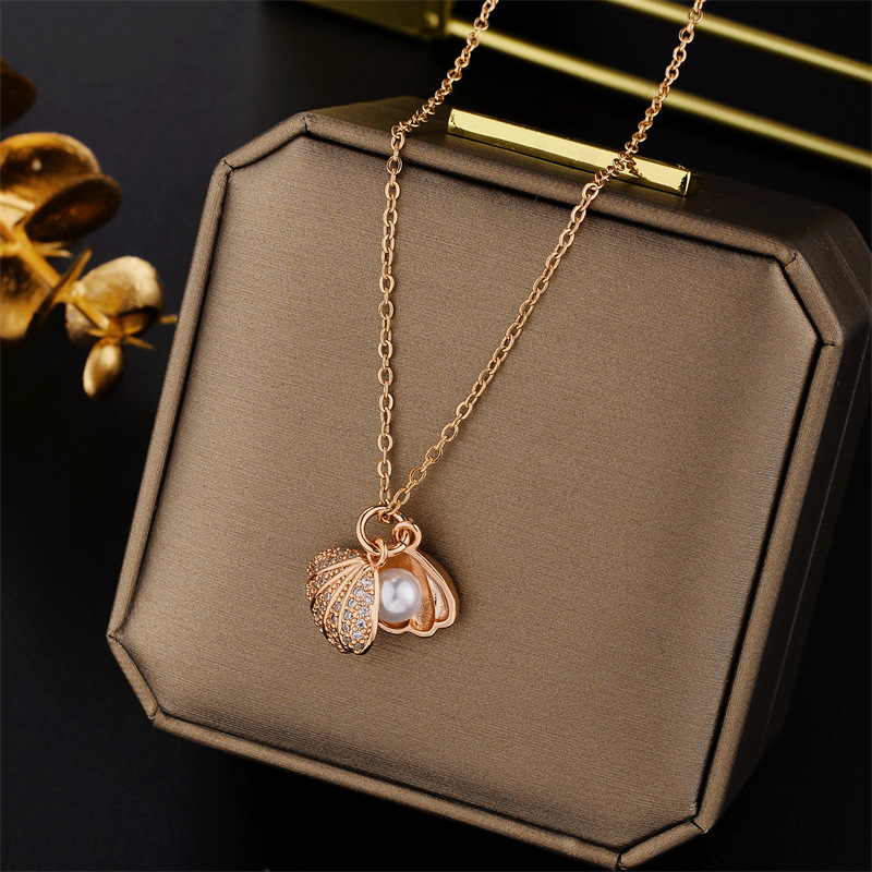 cable chain Chain Type 1 Piece Quantity Shopping Occasion Copper Material PVD Coated Real Gold Plated Shell Stainless Steel Fashion Waterproof Non Tarnish Necklace