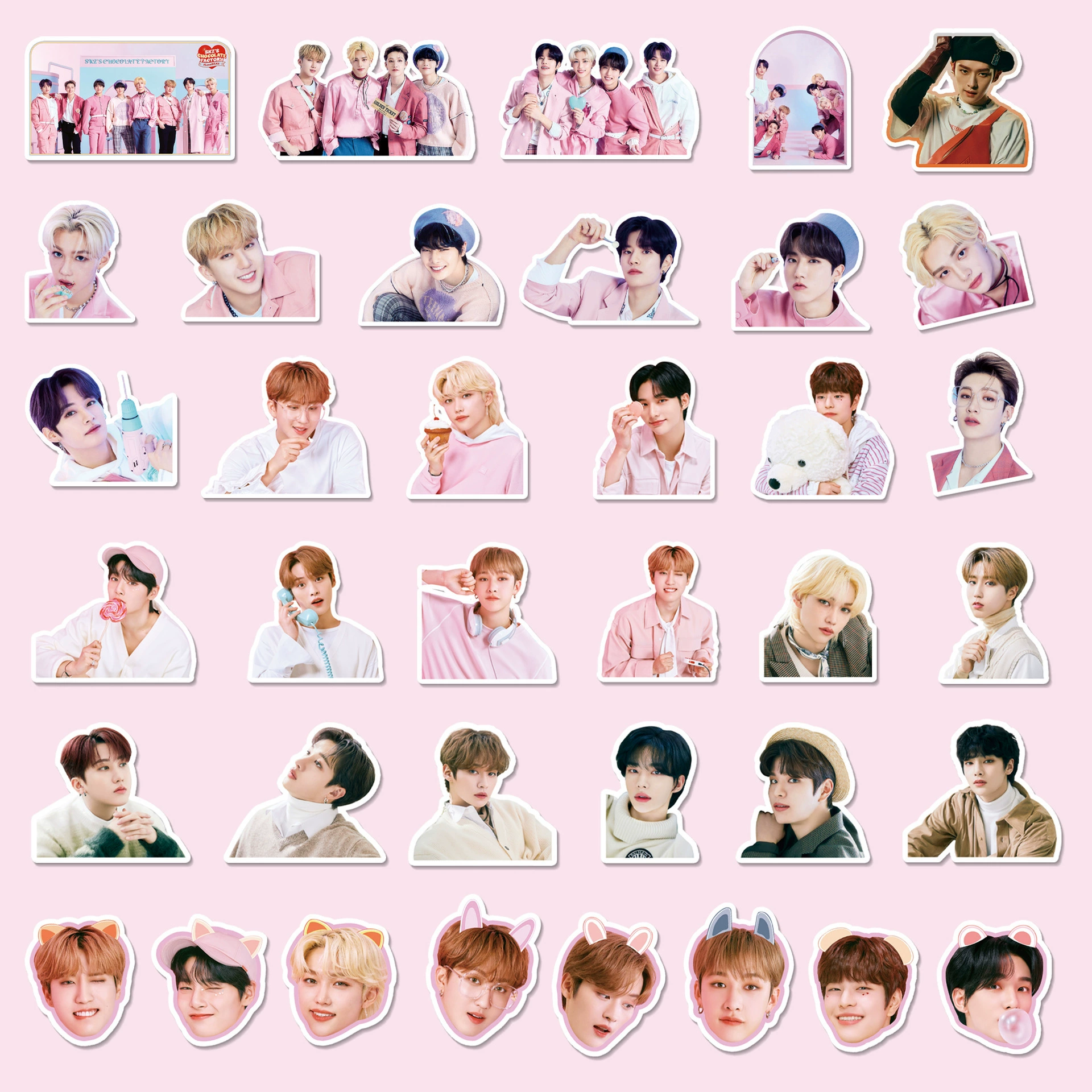 Интегрированные обложки 95 альбомов Stray Kids, те же стикеры вокруг учетной записи Huang Yichen
