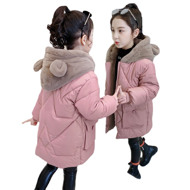 Girls' cotton thickened winter outfit, 2023 new medium to large children's down jacket, cute mid_voghion.com