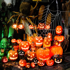 クロスボーダーハロウィンカボチャランタン中空LED発光面白いショッピングモールパラダイス屋内屋外装飾小道具と装飾品
