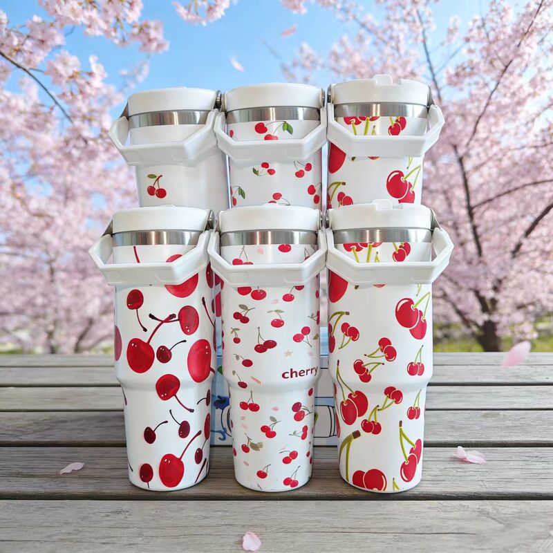 Cross-Border New Model 30oz Ice Cup 304 Stainless Steel Vacuum Insulated Cold-Keeping Cup with Handle Cartoon Cherry Car Cup Cross-Border New Model 30oz Ice Cup 304 Stainless Steel Vacuum Insulated Cold-Keeping Cup with Handle Cartoon Cherry Car Cup