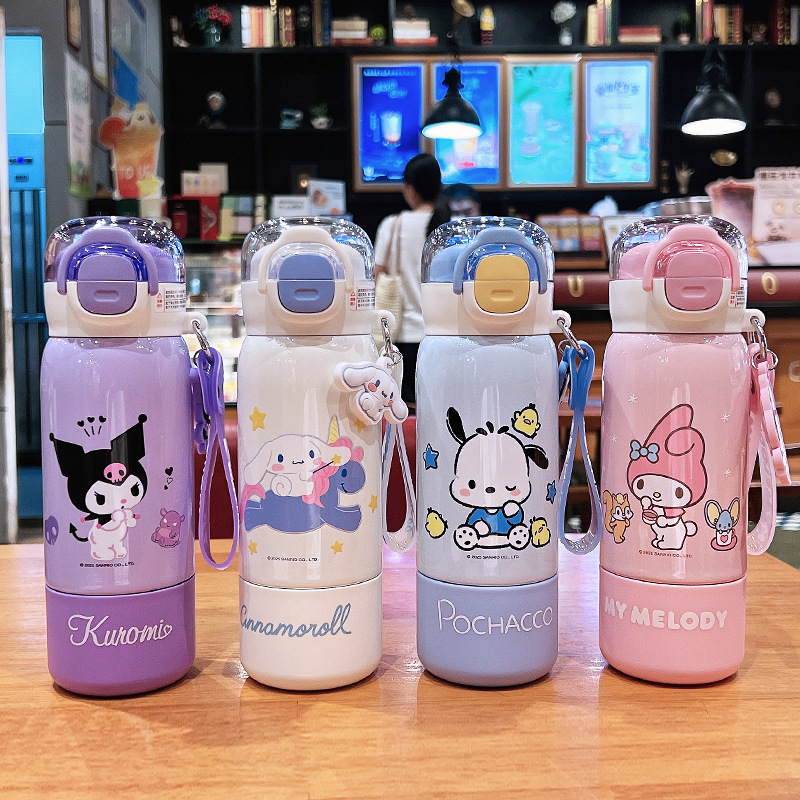 サンリオ漫画人形魔法瓶カップポータブル高価値ダブルストローカップ女子学生ポータブル飲料カップカップルカップ|undefined