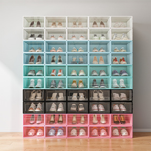 Plastic Storage Artifact Space-saving Transparent Shoe Box Simple Shoe Rack Shoe Cabinet Household Door Dormitory Rental House