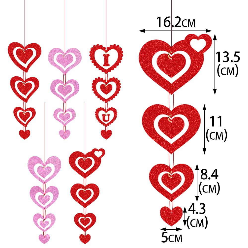 Nueva decoración de San Valentín hueco colgante colgante decoración de boda amor amor U colgante de techo
