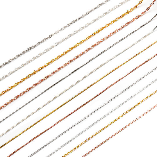 S925 Sterling Silver Necklace Women's Pendant-free Plain Chain Single Chain Box Chain DIY All-match Clavicle Chain Light Luxury Design Matching Chain