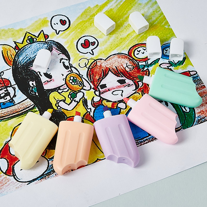 Color TF116-6 resaltador traje de regalo de los niños estudiante diario pluma marcado varilla hexagonal sello resaltador