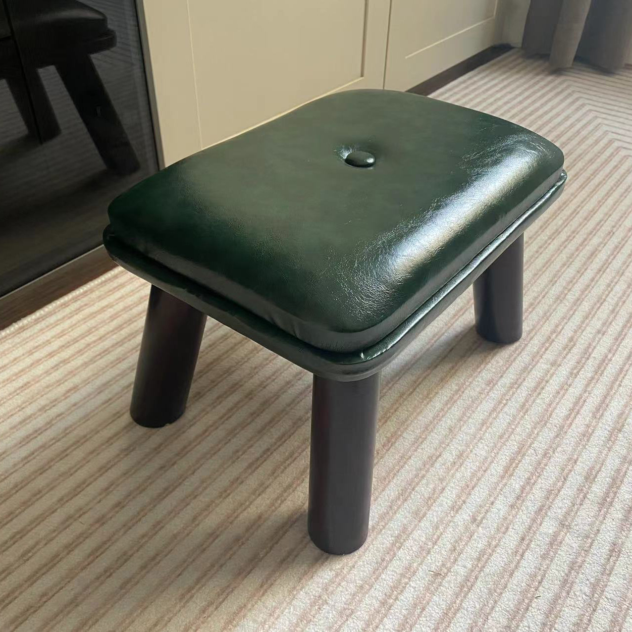 Solid Wood Small Stool American Soft Bag Stool Living Room Household Coffee Table Stool Shoe Changing Stool Fashionable Low Stool Simple Small Stool