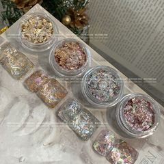 日本インスグリッターマニキュア韓国スタイル細かい金箔シャンパンゴールドスーパーフラッシュダイヤモンドパウダースパンコールオーロラネイルアートアクセサリー