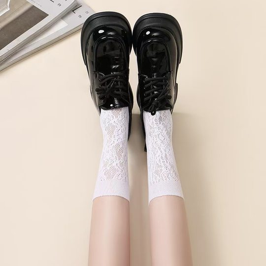 2025 Flower Teng Lolita Lace Stockings Summer Thin Japanese JK Calf Socks Children Student Lace Mid-Tube Socks
