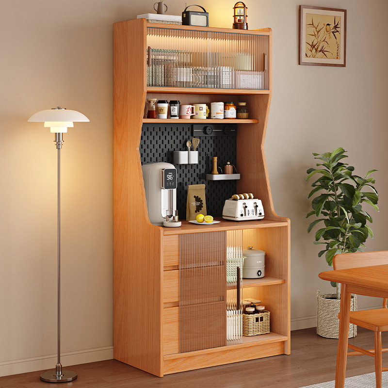 Solid Wood Sideboard Against the Wall, Integrated for Small Apartments, Home Kitchen Storage Cabinet, Wine Cabinet, Storage Cabinet, Tea Cabinet, 2026 New Model