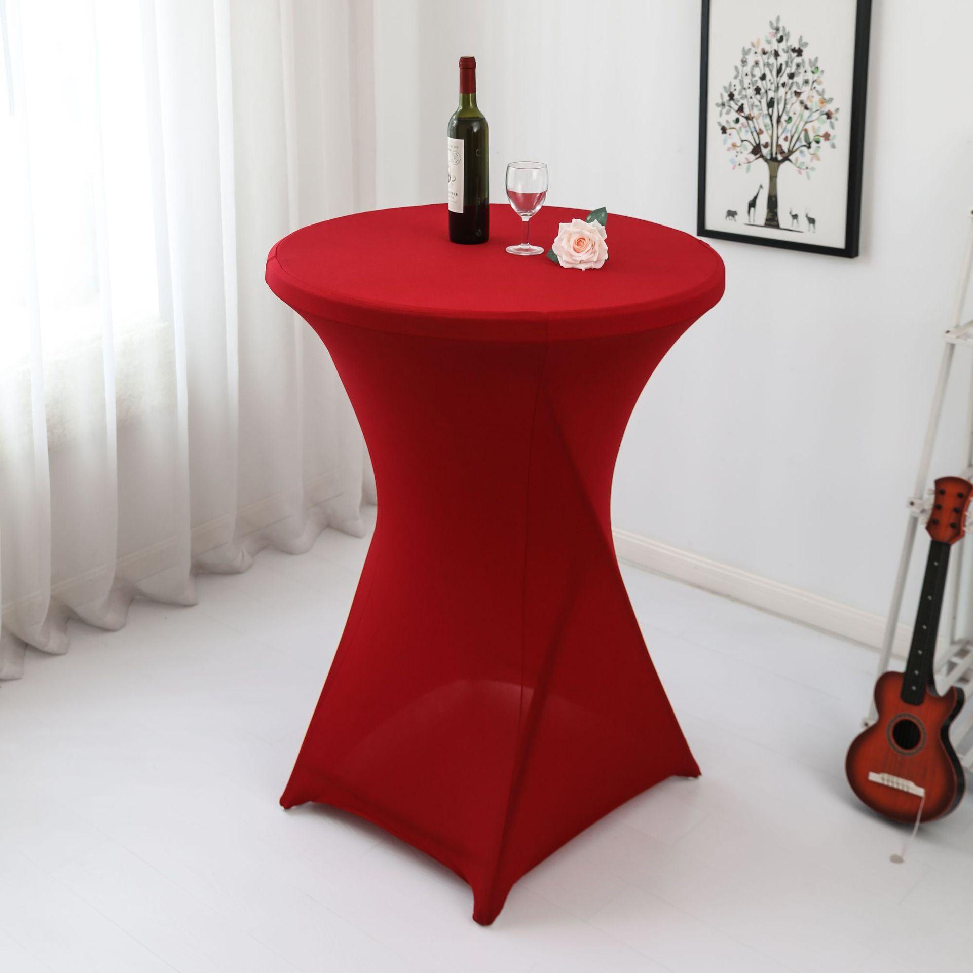 Amazon sólido barra mesa de comedor cubierta de mesa de banquete cóctel cubierta de mesa redonda tela de mesa elástica tabla de pies altos