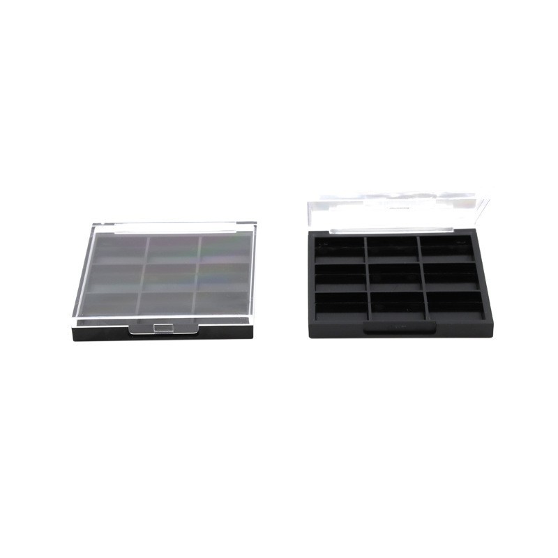 九宫格化妆品包装眼影盒包材粉饼盒方形透明空盒子注塑九色塑料盒