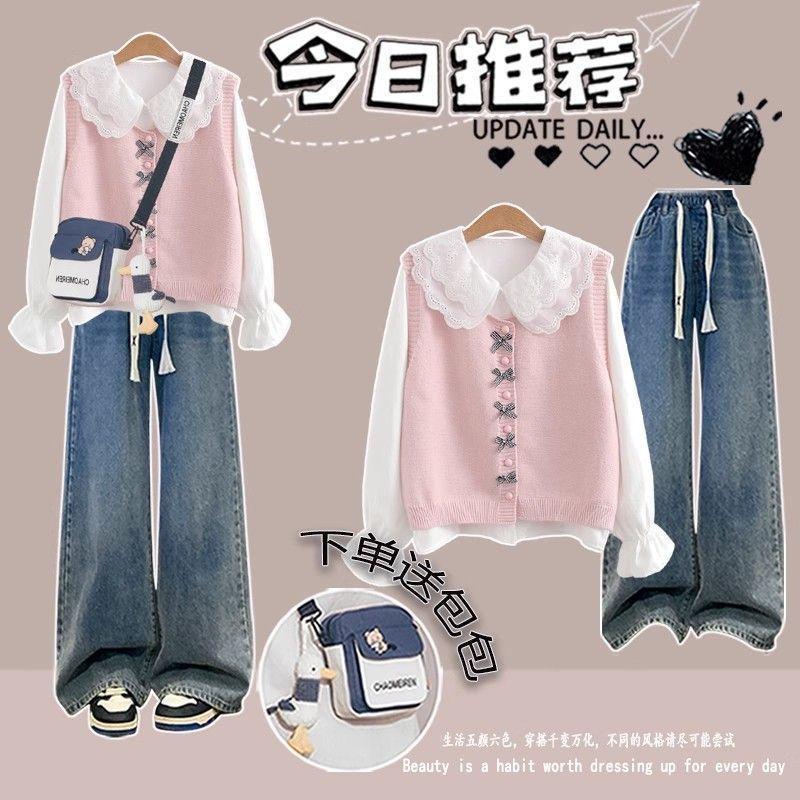 学院风套装裙少女秋装2025新款马甲衬衫初高中学生洋气穿搭一整套|undefined