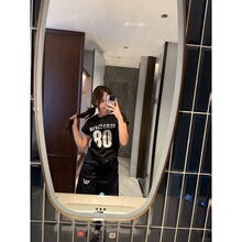美式复古水洗做旧裂纹正肩t恤女夏季美式嘻哈街舞短袖短款上衣潮