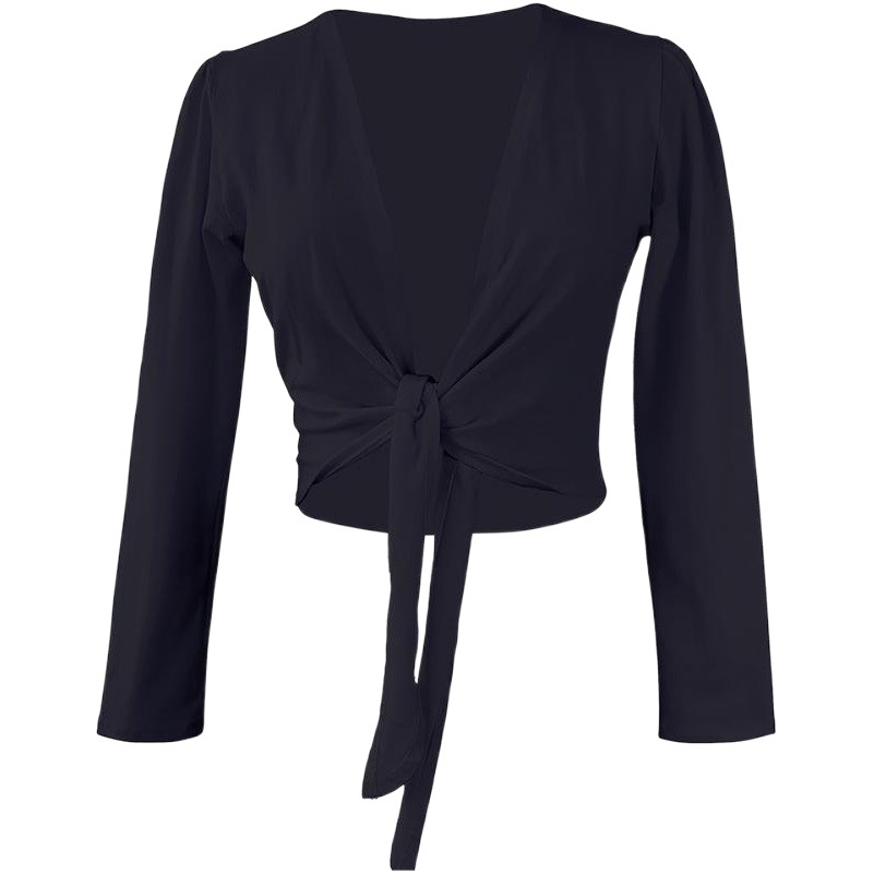 Ropa de práctica de Ballet para adultos abrigo de baile para adultos superior exterior cardigan blanco y negro con cordones de manga larga ropa de entrenamiento base