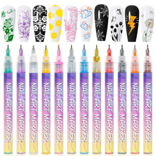 Cross-border nail painting graffiti pen acrylic marker 0.5mm fine word needle tube quick-drying pen nail painting tool