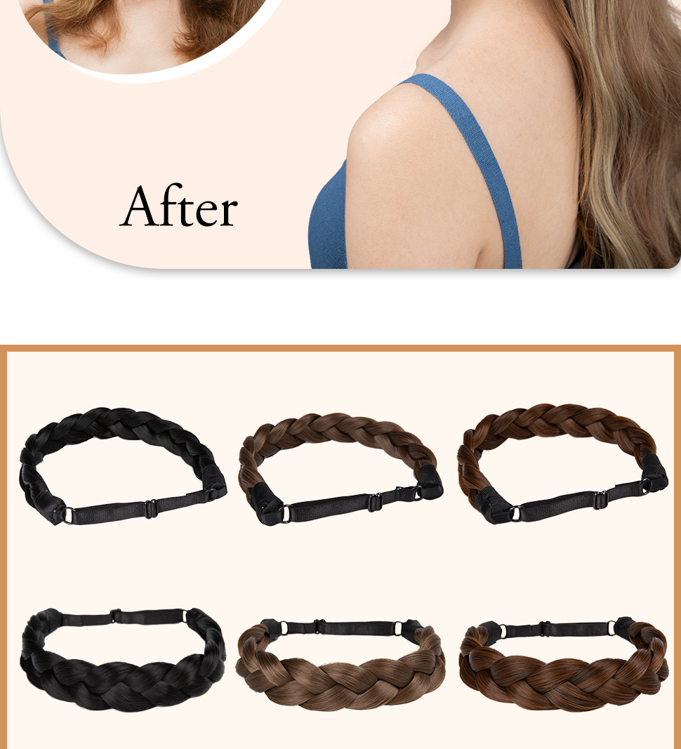 Peruka z włosów syntetycznych Ręcznie tkana trzypasmowa peruka typu fishbone Nakrycie głowy Smażone ciasto Skręty Warkocz Naturalna opaska do włosów_voghion.com