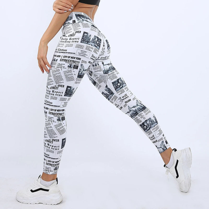 European and American Fashion News Times Digital Printed High Waist Stretch Yoga Pants Running Pants Leggings Slim-Fit