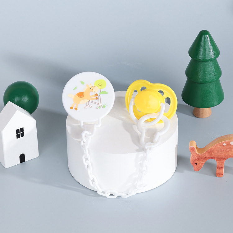 Baby 100% Food-Grade Silicone Pacifier with Anti-Drop Clip Chain, Baby Chain Integrated Set with Anti-Fall Design