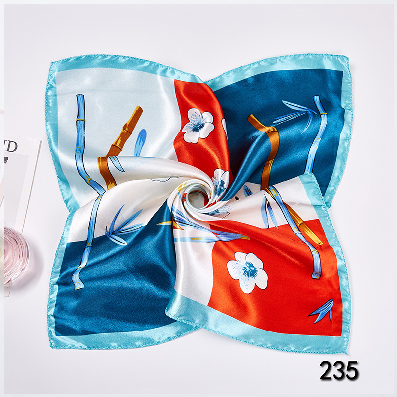 35g Weight Silk Scarf Classification Office, Daily Occasion Satin Cloth Material Star, Flower Pattern Spring&Summer Season Women's Gender Printing Design Elegant Style Women's Elegant Star Flower Satin Cloth Printing Silk Scarf 31