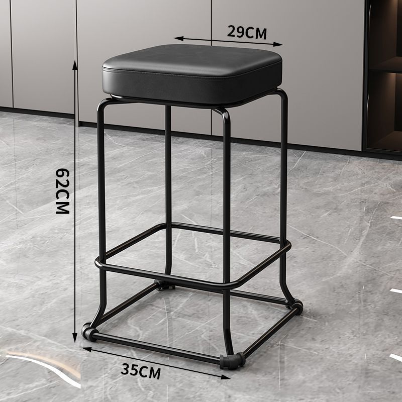 Taburete redondo de envoltura suave, silla de comedor de hierro forjado, taburete cuadrado sólido moderno, taburete de acero apilable para el hogar image 23
