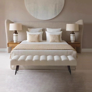 Retro Style Solid Wood Bed with Soft Backrest, Princess Bed, Small Apartment, High Backrest Floor Bed