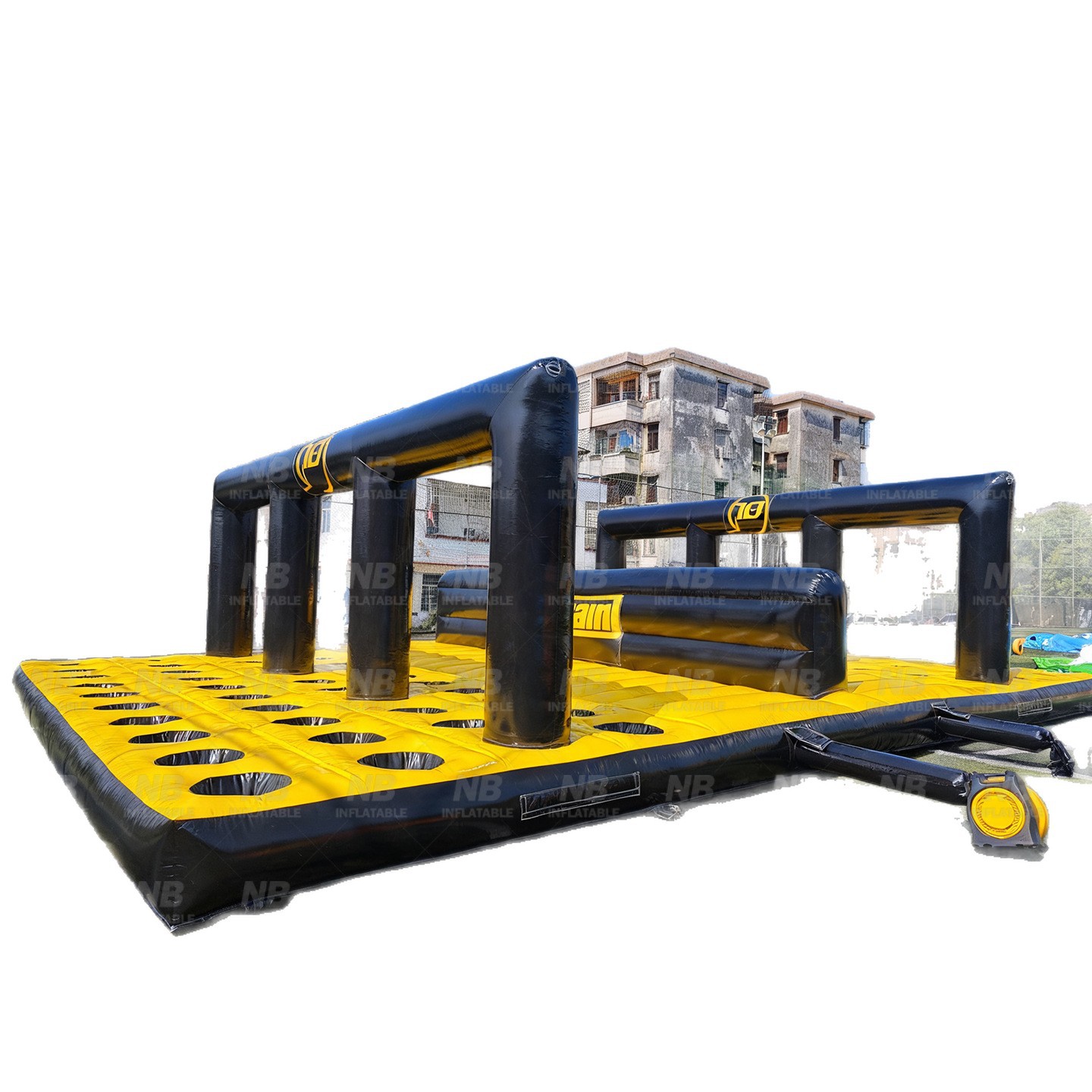 Gran parque infláble al aire libre deslizante de escalada de roca pista de obstáculos infláble para niños entrenamiento infláble castillo