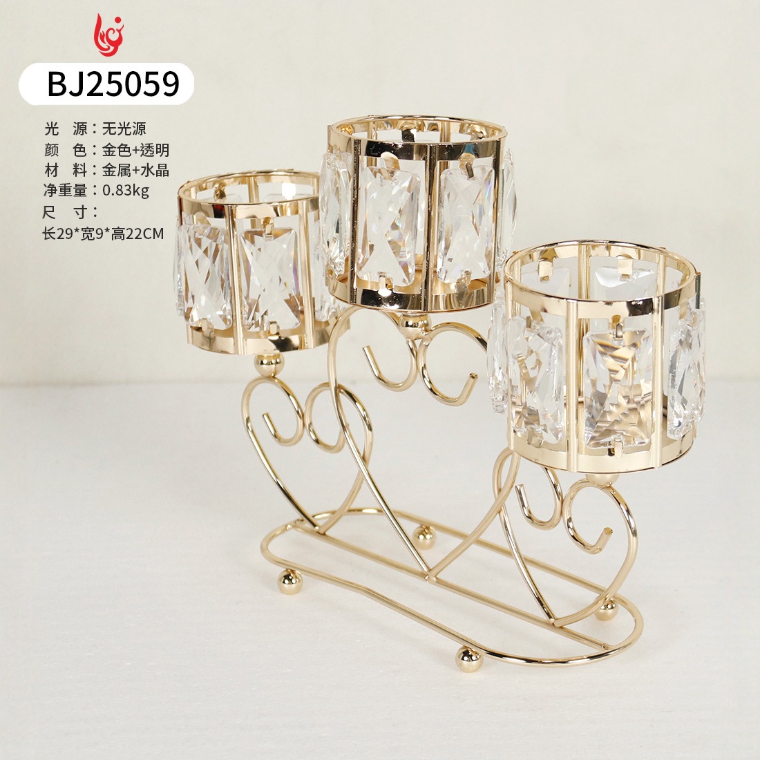 Candelaria de cristal estilo europeo simple decoración de boda hotel triple combinación de candelabros set decoración hotel artesanía decoración