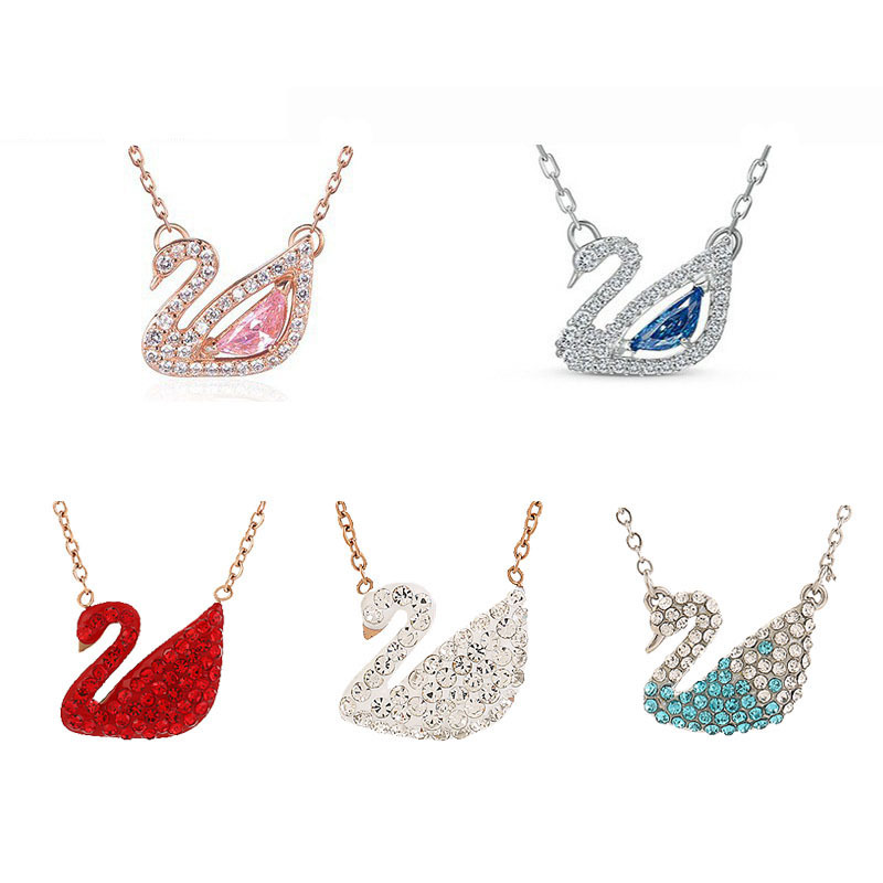 Cross-Border Ins Fashion Versatile Girly Diamond-Encrusted Swan Necklace High-End Design Clavicle Chain Neck Accessory