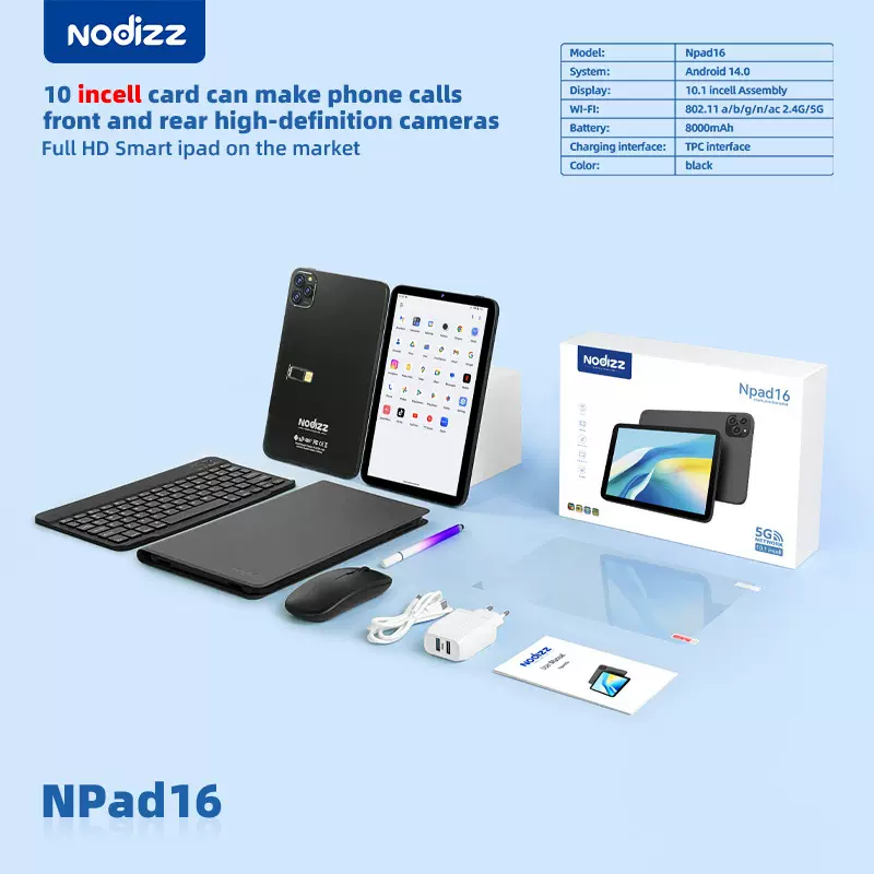 亚马逊爆款新料npad16键鼠套装10.1寸平板电脑 办公家用安卓12.0