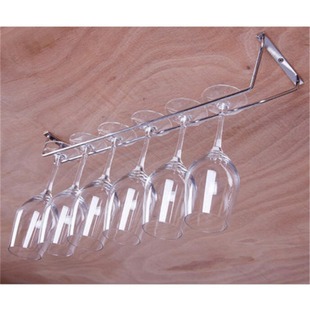 Factory Stainless Steel Cup Holder Single Row Inverted Red Wine Cup Holder Hanging High Foot Cup Holder Household Restaurant Bar