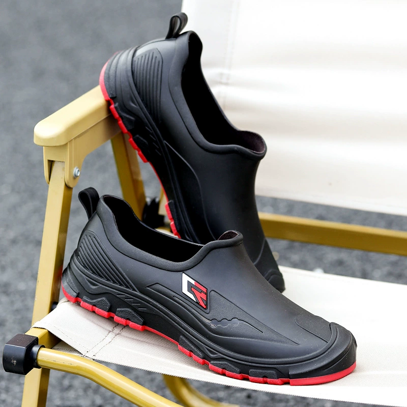 Низкоуровневые мужские резиновые сапоги на открытом воздухе водонепроницаемый ленивый педаль мужские туфли из ПВХ легкие нескользкие мужские резиновые сапоги водная обувь