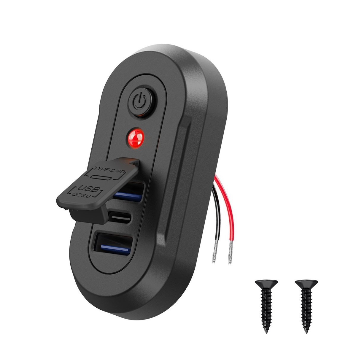 Dual Qc+Pd with Mechanical Switch Button, New Car Charger, Mini Bus Modified Multi-Function Charger