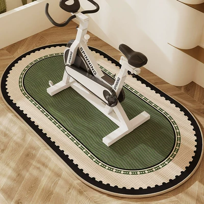 Avtomobil döşəmə paspasları: exercise bike floor mat, soundproof - emerald-brocade-belgian-velvet-carpet-oval-6090cmsmall-size