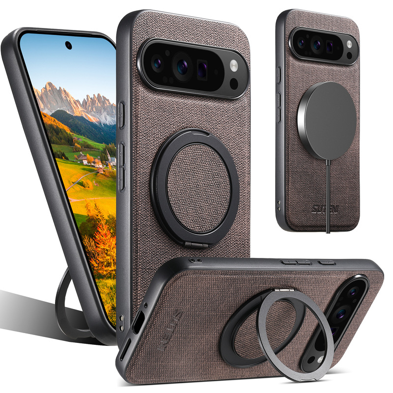Google 10ProXL ワイヤレス充電対応 マグネット式360度保護ケース ° 回転式スタンド付き指環ホルダー8Aレザーケース|undefined