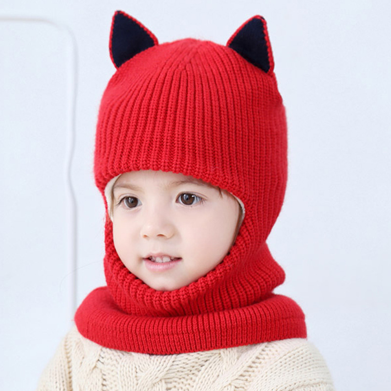 秋冬の子供のニットの一体帽子が可愛いです。|undefined