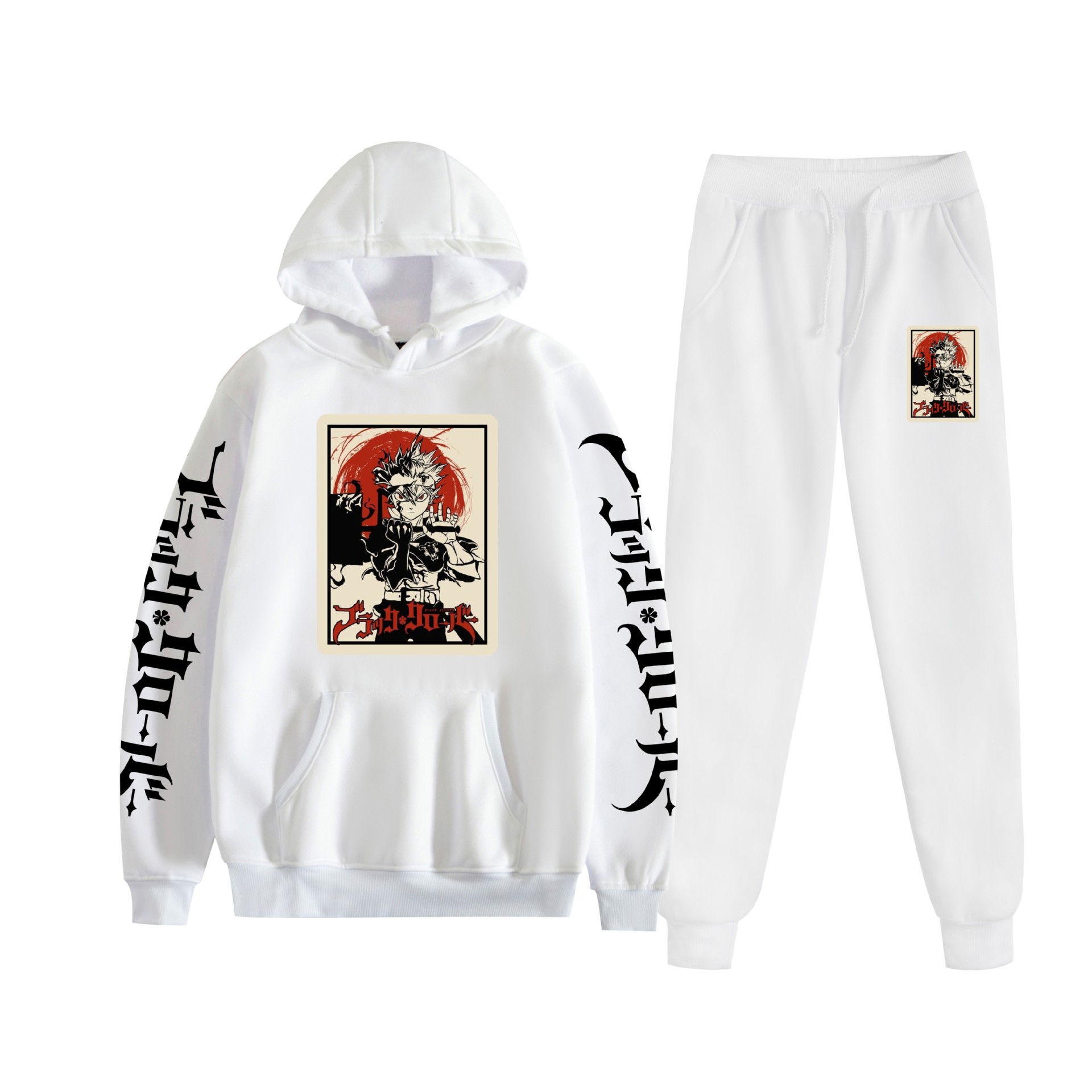 Comercio exterior nuevo estilo riman black trébol de cuatro hojas-Black Clover suéter con capucha corsés traje de dos piezas