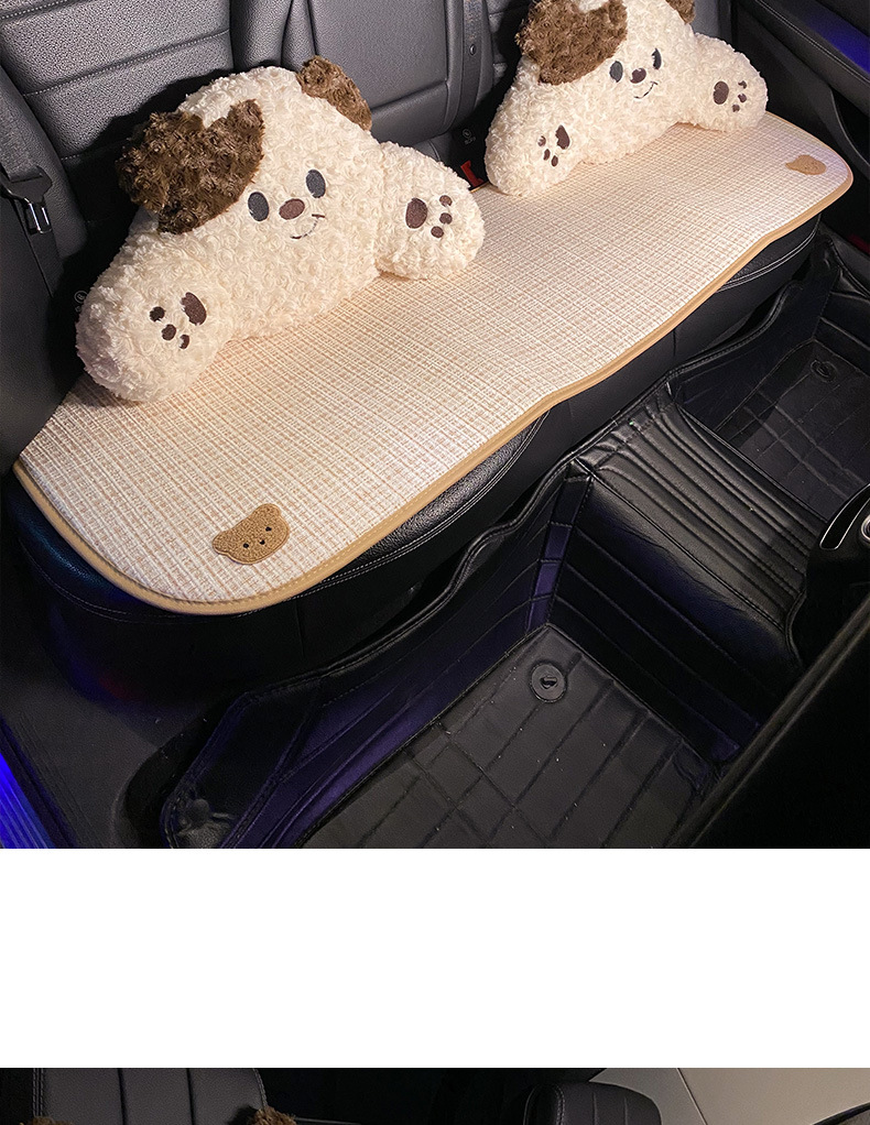 Car seat cushion universal four seasons linen car ventilated seat cushion summer cartoon cute seat cover anti-dirty and permeable women