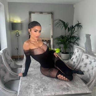 Cross-Border New Style Hollow Mesh One-Shoulder One-Piece See-Through Sexy Net Clothing Accessories Slim Clothing Sexy Underwear