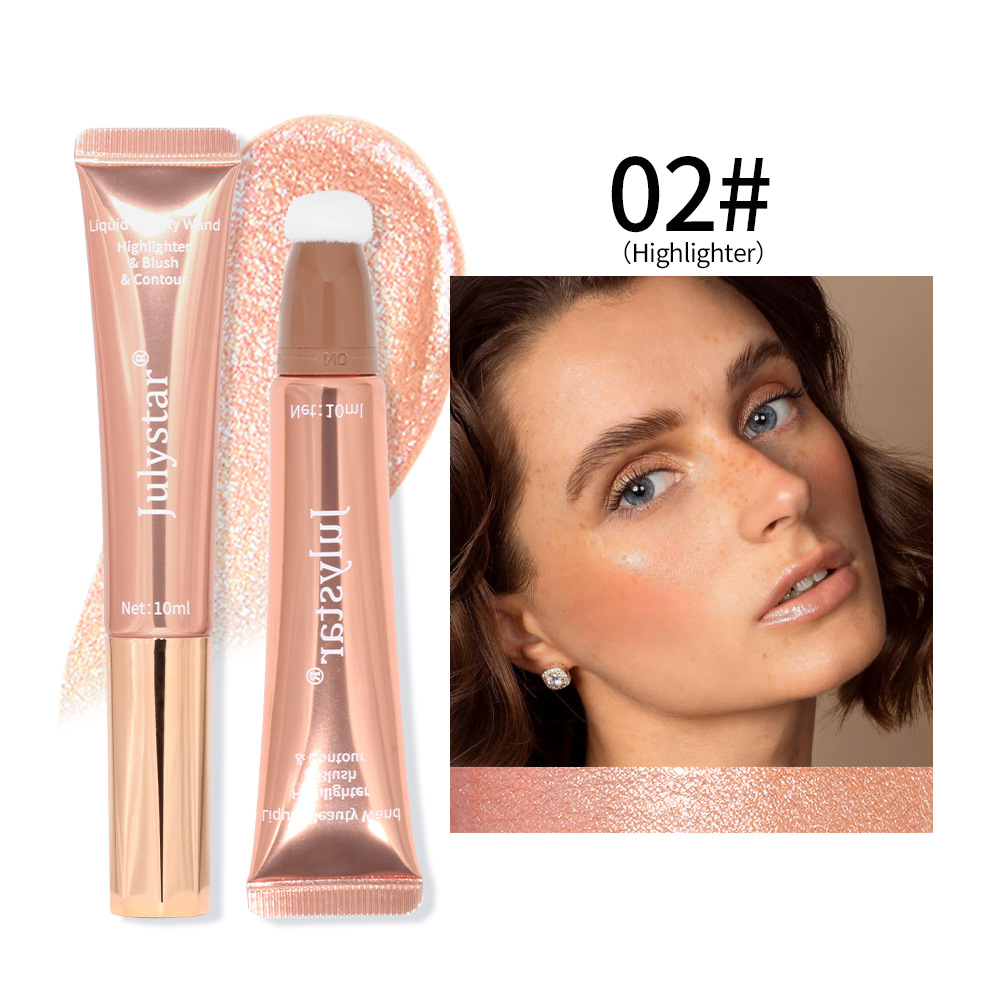 Cross-border liquid blush Highlighter contouring pen Pearlescent fine Shimmering matte beauty stick Natural brightening cushion Blush stick undefined