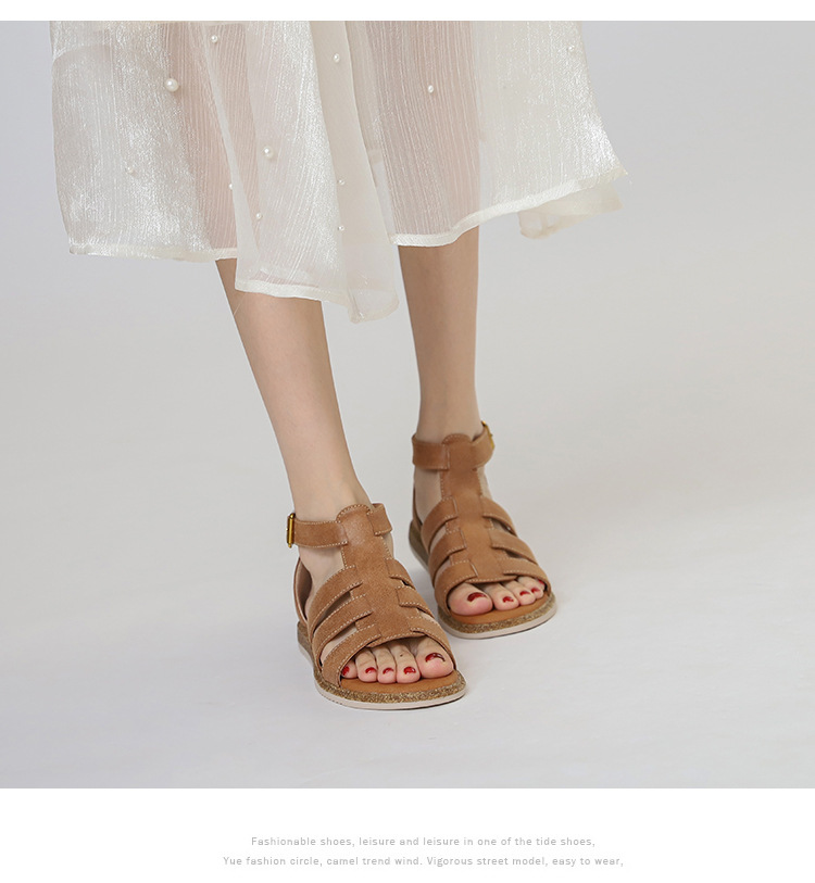 Women's Summer Flat Open-toe Sandals With Buckle And Straps_voghion.com