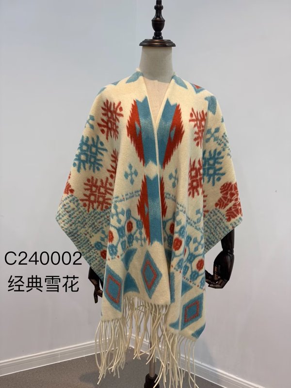 新款水墨画披肩高级感旅游装饰外搭披肩长款复古斗篷流苏披风穿搭|undefined