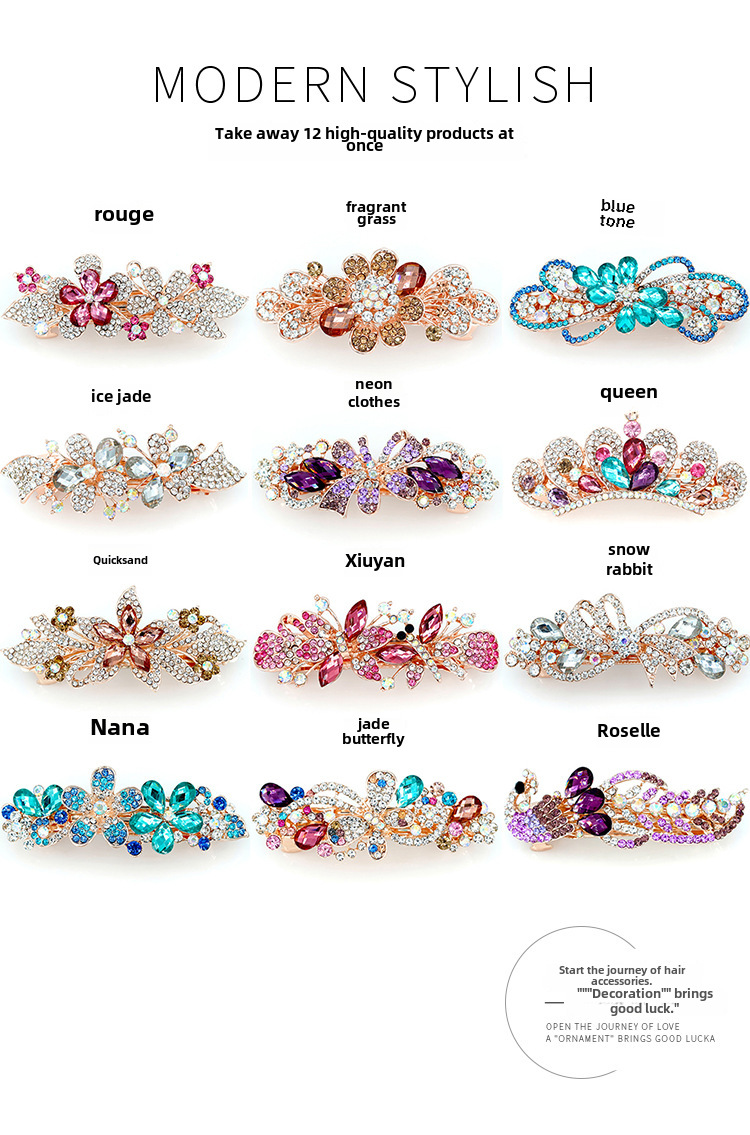 Fermaglio capelli strass elegante molletta in metallo_voghion.com