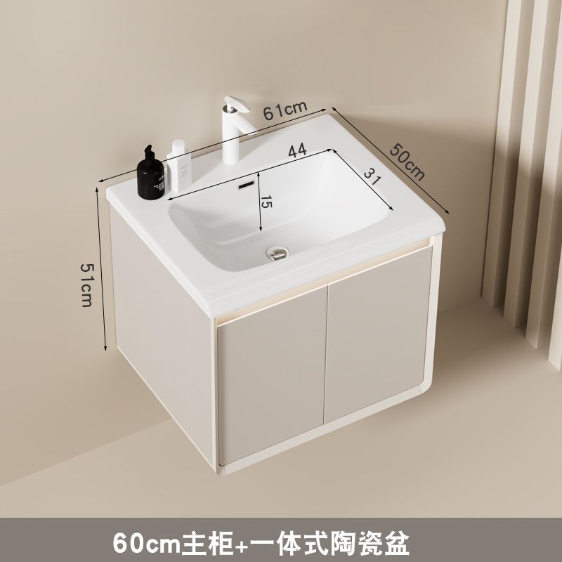 Color crema 60 gabinete + grifo + Válvula de ángulo