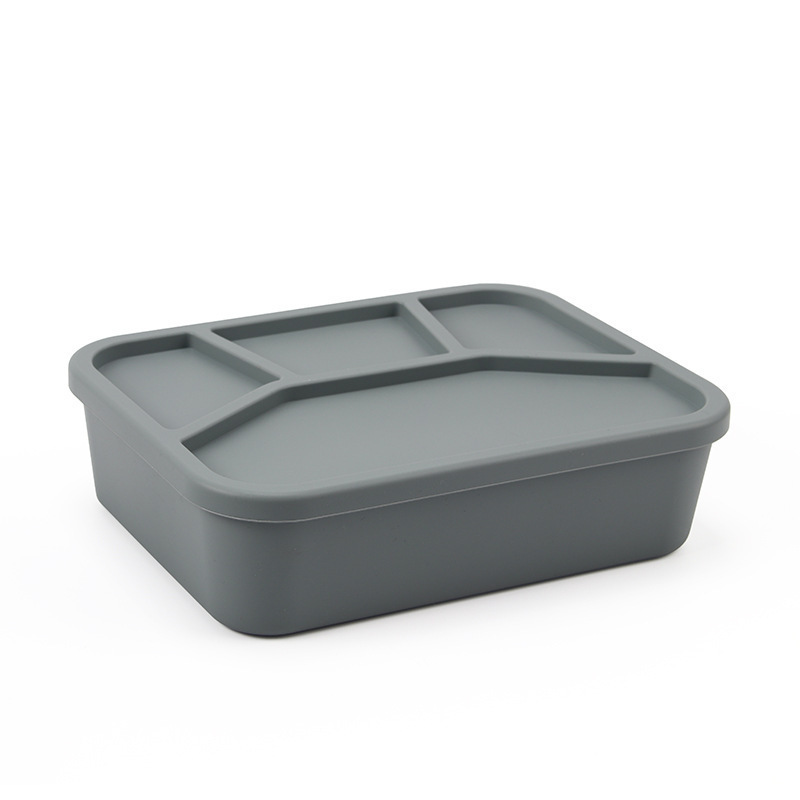 Caja de almuerzo de silicona de estilo japonés sellada horno de microondas trabajador de oficina Bento caja de almuerzo de estudiante portátil caja de almuerzo integrada de tres rejillas