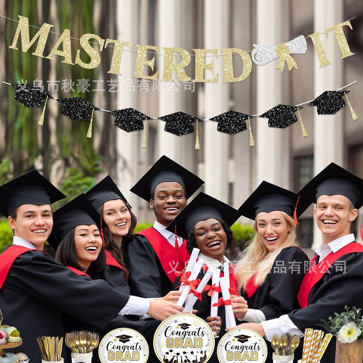 Bandera de graduación de 2024 Bandera de graduación de cebolla dorada Bandera de graduación