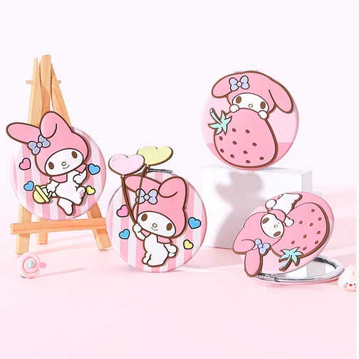 [Полный набор Sanrio двойных зеркал] KUROMI маленькое зеркало общежитие спальня косметическое зеркало складное зеркало нарядное зеркало