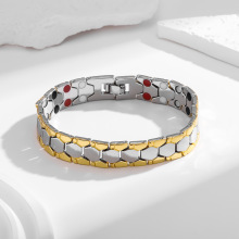 跨境爆款男士手链球形六边形手饰磁石四合一宽版情侣手环金属饰品