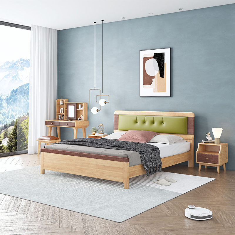 北欧实木床轻奢现代简约双人床卧室家具厂家直销|ms