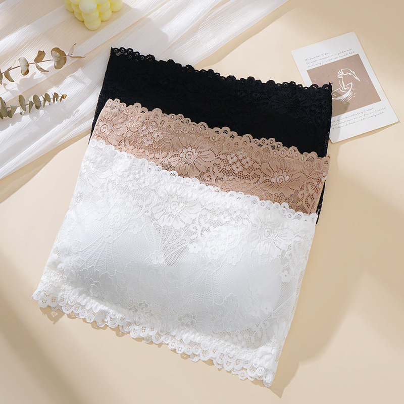 Lace elastic removable comfortable breathable tube top for students